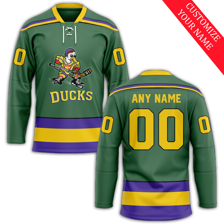 Men Anaheim Ducks #00 Custom Green NHL 2021 Jersey